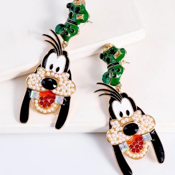 New Disney Earings Rhinestones Unique GOOFY CARTOON❤️🖤🤍🤓 - Picture 5 of 8